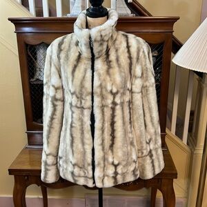 ❤️Pamela McCoy Multicolored Acrylic Faux Dur Jacket in Like New Condition Sz L.